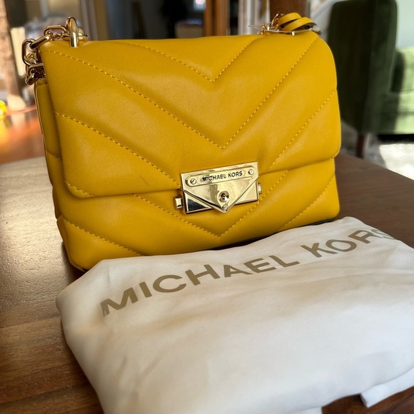 Michael Kors Sunflower Cece Chain Quilted Leather Crossbody Bag Purse - Picture 13 of 15